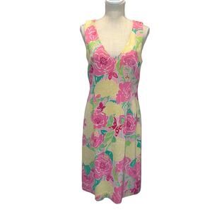 Lilly Pulitzer Silk Sheath Dress With V-Neck -Size 10